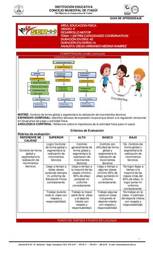 EDU FISICA 4° GUIA 1 Motriz Capacidades Coordinativas