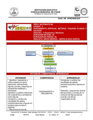 MATEMATICAS 4° GUIA N°4 Figuras Planas Y Sólidos  2020