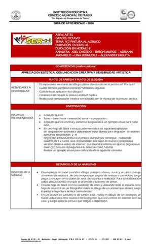 ARTES 8° GUIA 2 PINTURA