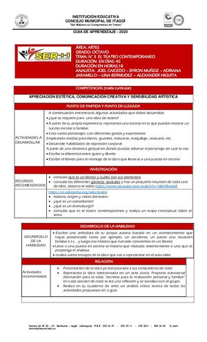 ARTES 8° GUIA 4 TEATRO