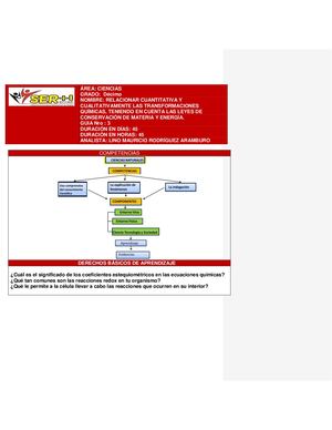 CIENCIAS 10°  TEMA #3 REACCIONES Y ESTEQUIOMETRÍA