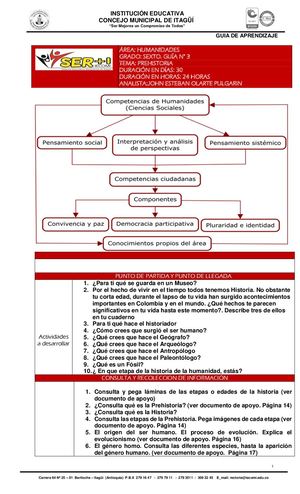 HUMANIDADES 6° GUIA N°3 PREHISTORIA