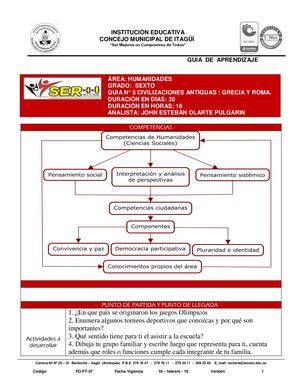 HUMANIDADES 6° GUIA N°5 CIVILIZACIONES ANTIGUAS GRECIA Y ROMA