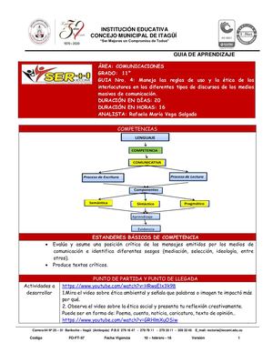 COMUNICACIONES 11° Guía N°4  Medios De Comunicación
