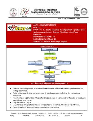 COMUNICACIONES 11° Guia N°5 Texto Argumentativo