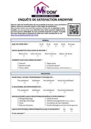 Questionnaire De Satisfaction 2020