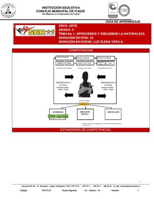 ARTES 4° - GUIA  N°1 Apreciemos Y Dibujemos La Naturaleza