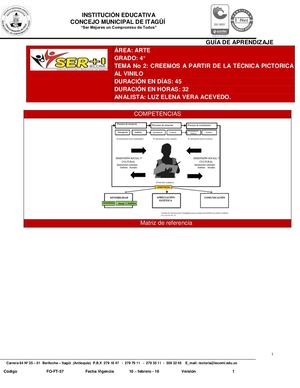 ARTES 4° - GUIA  N°2 Creemos A Partir De La Técnica Pictórica Del Vinilo