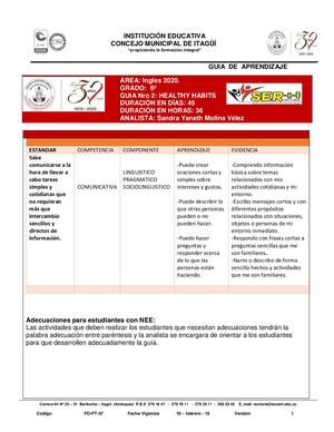 INGLES - 6º - GUIA 2