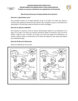 Ejercicios Prácticos Para El Mejoramiento De La Memoria