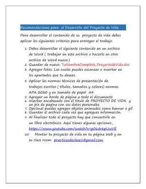 Proyecto De Vida Condensado Alumnos Grado Decimo Y Grado Once