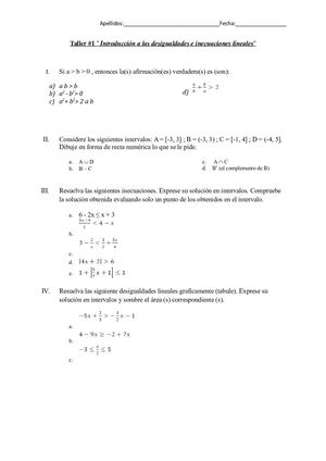 Taller De Inecuaciones