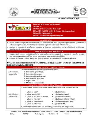 TECNOLOGIA 7° Guia 3 - Herramientas De La Web