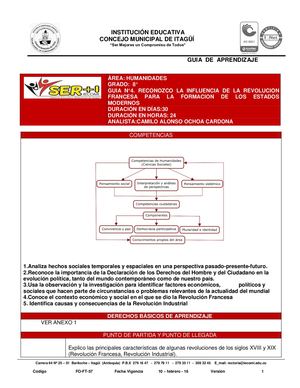 HUMANIDADES 8° GUIA N°4- RECONOZCO LA INFLUENCIA DE LA REVOLUCION FRANCESA PARA LA FORMACION DE LOS ESTADOS MODERNOS 8°-2020
