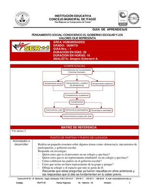 HUMANIDADES 5° GUIA N°1 Etica Y Democracia