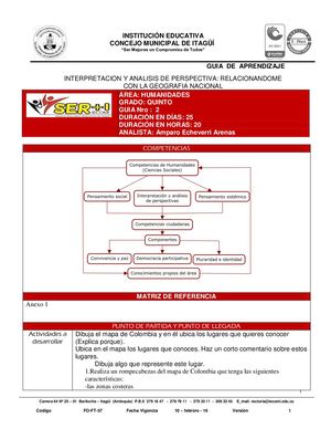 HUMANIDADES 5° GUIA N°2 Viajo Y Conozco Mi País
