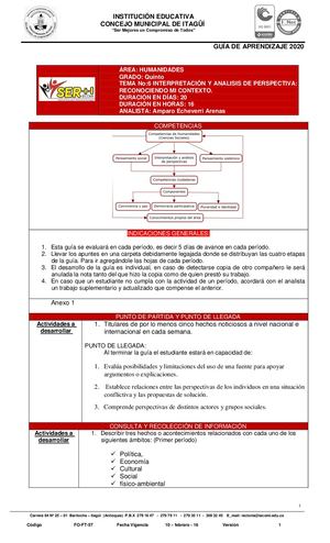 HUMANIDADES 5° GUIA N°6