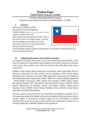 Position Paper | UNGA | Republic Of Chile | CONGRESMUN 2019 | Maximiliano Miranda Carbajal
