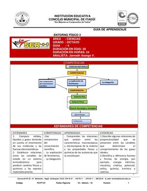 Ciencias 8° Guía N°4 Principios De La Termodinámica