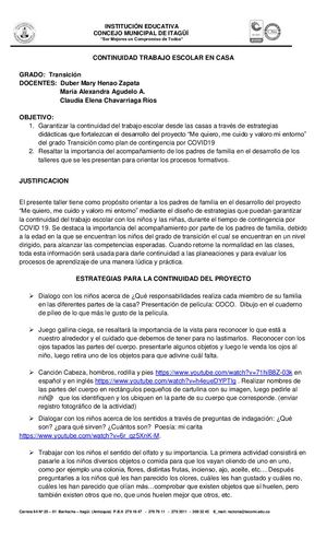 Continuidad Trabajo Escolar En Casa
