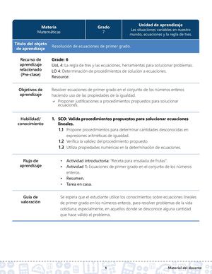 Guia Del Docente_ Resolución De Ecuaciones De Primer Grado. .