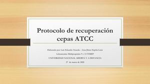 Protocolo De Recuperación Cepas Atcc