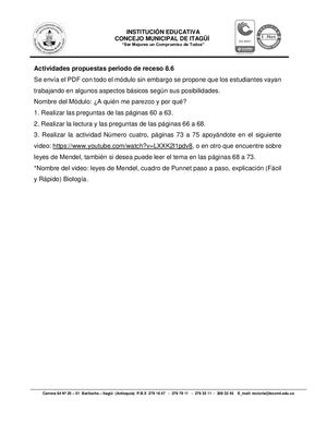 CIENCIAS 8 6 Actividades Propuestas Periodo De Receso