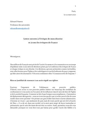 Lettre à mon évêque