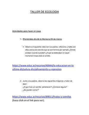 Actividades Taller De Ecologia (Semana 2)