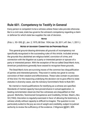 DEAD MAN'S STATUES: 601 COMPETENCY TO TESTIFY