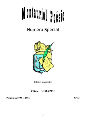 Montauriol Poésie Numéro Spécial Olivier Demazet