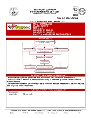 HUMANIDADES 4º GUÍA N°5  RELACIONES ESPACIALES Y AMBIENTALES
