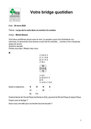 11. Exercices Michel Bessis 30 03 2020