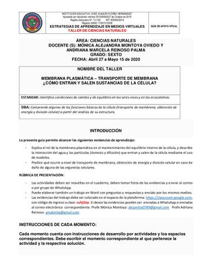 Area Ciencias Naturales Grado 6° Guia No 1