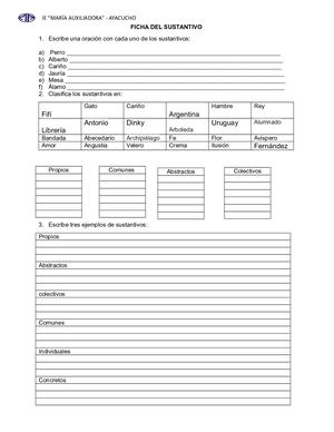 Ficha Del Sustantivo