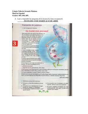 Guía De Trabajo De Español De 603 604 605 Marzo2020