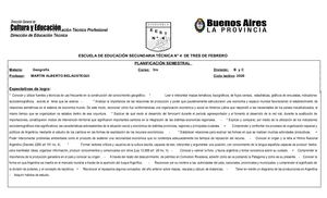 Planificación  Geografía  3er Año 2020 Pcia Bs As
