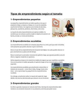 Tipos De Emprendimiento Según El Tamaño