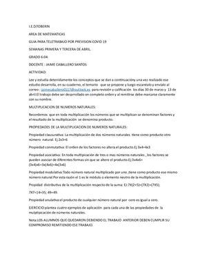 Guia De Teletrabajo Grado 6 04 Semanas Primera Y Tercera De Abril