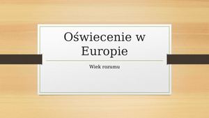 Oświecenie W Europie