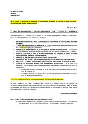 Annexe 6 Lettre D'information Coronavirus