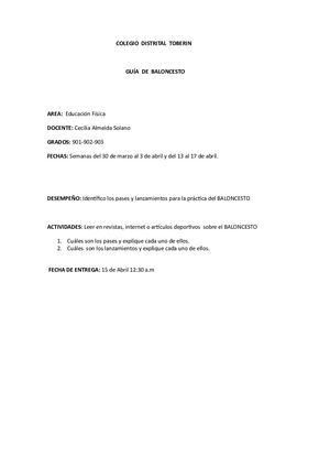 Colegio Distrital Toberin Guia De Trabajo Semana 30 Al 17 De 9