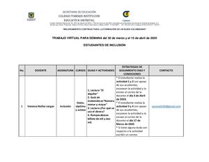 Trabajo Virtual Para Semana 30 03 6 04 Inclusion