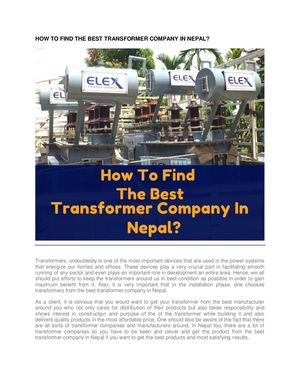 How To Find The Best Transformer Company In Nepal