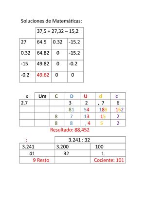 Soluciones De Matemáticas