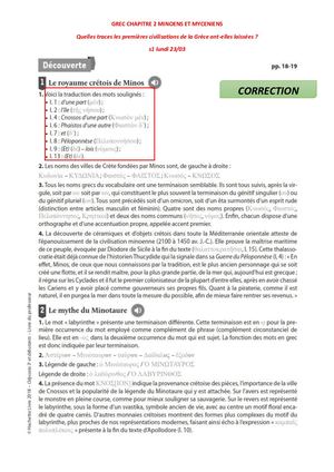 Grec Chapitre 2 Minoens Et Myceniens