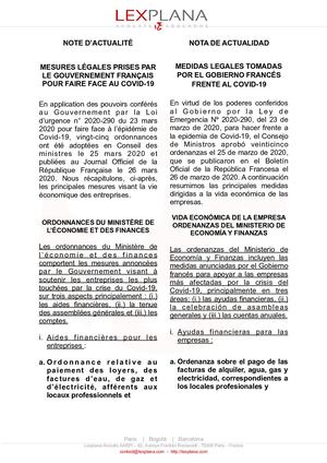 Note D'actualité Covid 19 27 03 20 Lexplana
