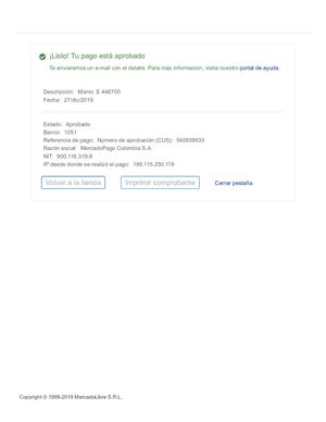 Comprobante De Pago En Mercado Pago Con Pse