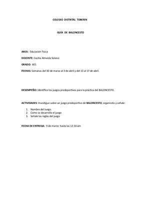 Curso 601 Educación Física