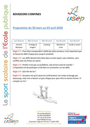 Cd 52 Usep Défis Confinement